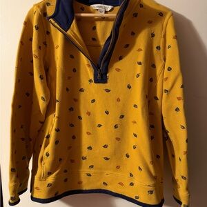 Coldwater Creek Mustard Half-Zip Sweatshirt with Navy Accents
